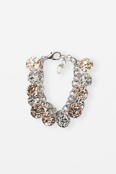 Stella + Gemma Bracelet Gold and Silver Beaten Medallions-accessories-Hello Cyril.