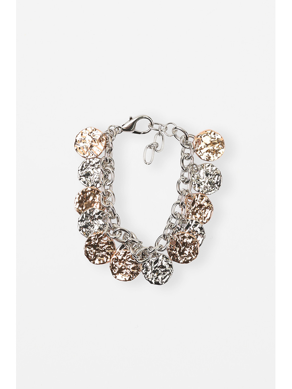 Stella + Gemma Bracelet Gold and Silver Beaten Medallions