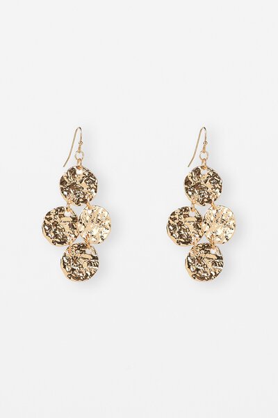 Stella + Gemma Earring Beaten Medallion Drop-accessories-Hello Cyril.