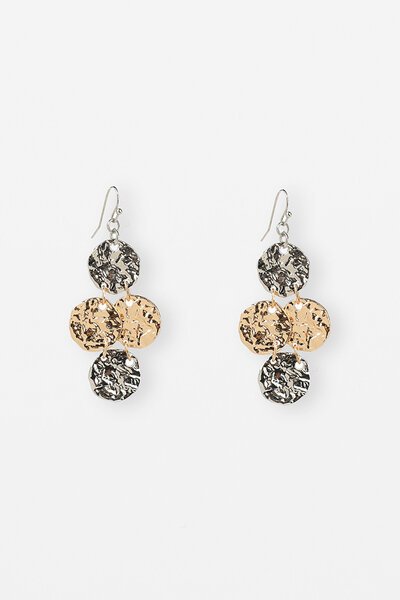 Stella + Gemma Earring Beaten Medallion Drop-accessories-Hello Cyril.