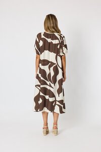 Clarity Bay Leaf Print Midi Dress