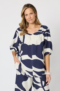 Clarity Bay Leaf Print Top