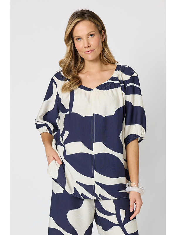 Clarity Bay Leaf Print Top