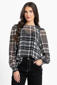 Seeking Lola Black Lurex Check Honeycombe Blouse