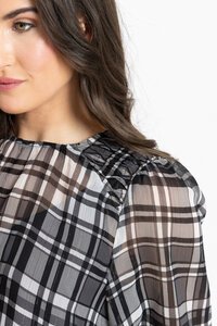Seeking Lola Black Lurex Check Honeycombe Blouse