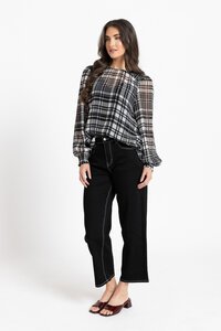 Seeking Lola Black Lurex Check Honeycombe Blouse
