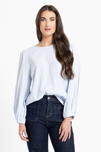 Seeking Lola Blue Stripe Brilliance Blouse