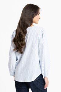 Seeking Lola Blue Stripe Brilliance Blouse