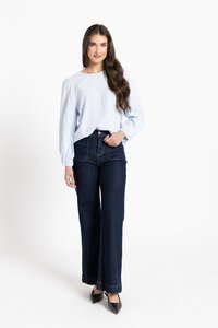 Seeking Lola Blue Stripe Brilliance Blouse