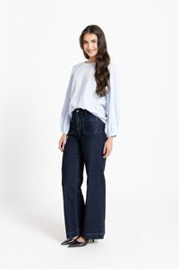 Seeking Lola Blue Stripe Brilliance Blouse