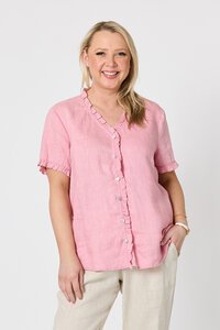 Gordon Smith Audrey Ruffle Detail Linen Top