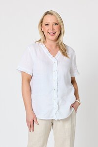 Gordon Smith Audrey Ruffle Detail Linen Top