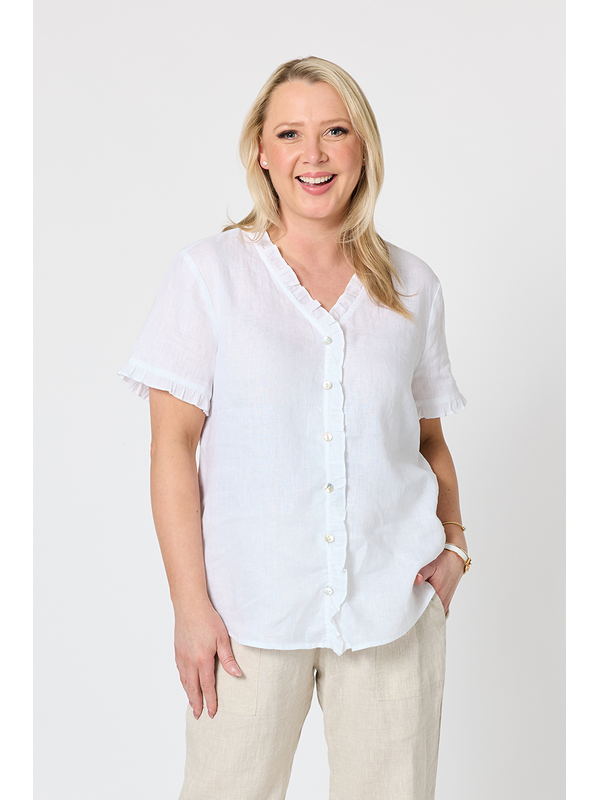 Gordon Smith Audrey Ruffle Detail Linen Top