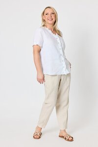 Gordon Smith Audrey Ruffle Detail Linen Top