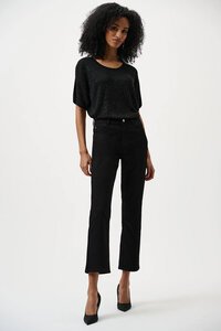 Joseph Ribkoff Metallic Knitted T-Shirt With Rhinestones