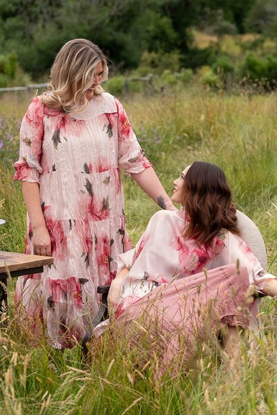 Deeanne Hobbs Cascade Dress Rose-midi-dresses-Hello Cyril.