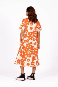 Deeanne Hobbs Flowline Inkblot Floral Orange Dress
