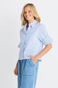 Betty Basics Cropped Poplin Shirt