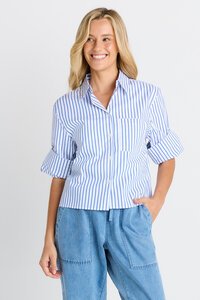 Betty Basics Cropped Poplin Shirt
