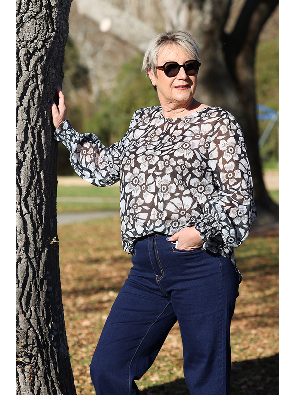 Seeking Lola Mono Floral Vienna Blouse