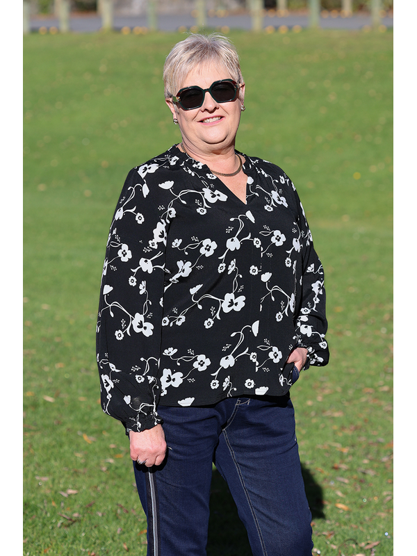 Foil Elasticated Cuff Blouse