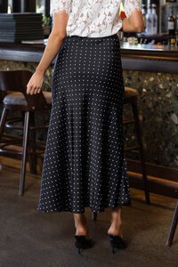 Amaya Yasmin Dot Midi Skirt Black