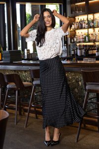 Amaya Yasmin Dot Midi Skirt Black