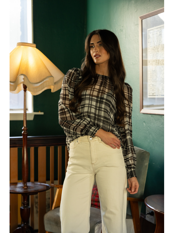 Seeking Lola Black Lurex Check Honeycombe Blouse