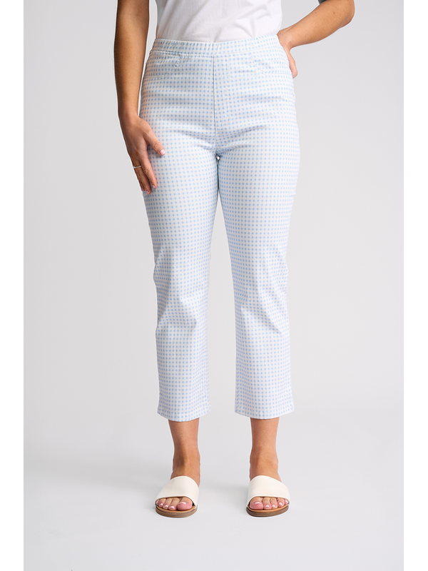 Vassalli Sierra 7/8 Slim Denim Pull On Pant - Gingham