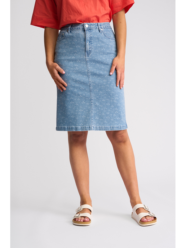 Vassalli Poppy Denim Skirt - Meadow Denim