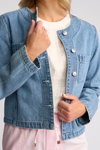 Vassalli Cable Collarless Denim Jacket