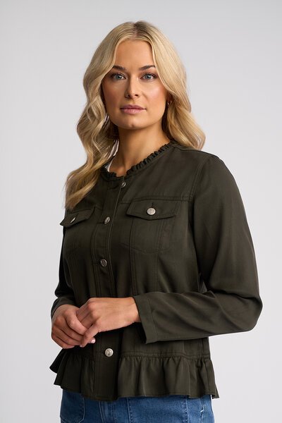Vassalli Sawyer Frill Hem Button Jacket-shop-by-style-Hello Cyril.