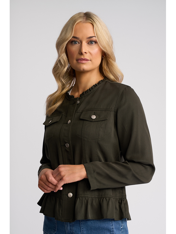 Vassalli Sawyer Frill Hem Button Jacket