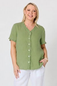 Gordon Smith Audrey Ruffle Detail Linen Top