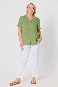 Gordon Smith Audrey Ruffle Detail Linen Top