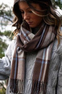 Antler Cocoa Check Scarf