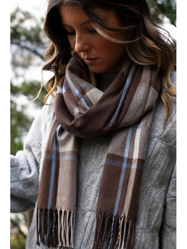 Antler Cocoa Check Scarf