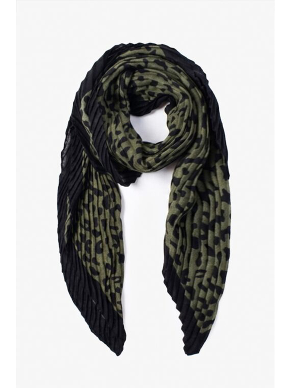 Antler Large Pleated Scarf Savannah Khaki 