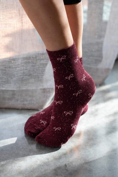 Antler Merlot Bow Sock-hc-new-Hello Cyril.