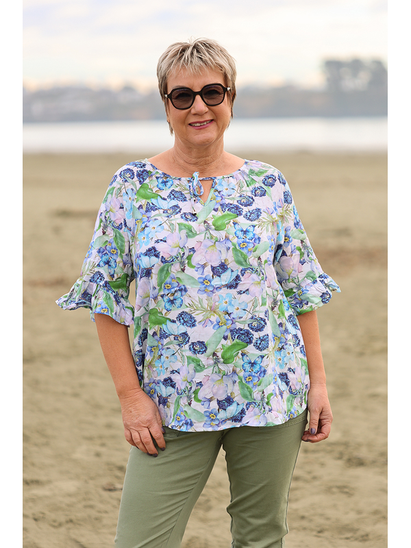 Glam Blue Floral Top