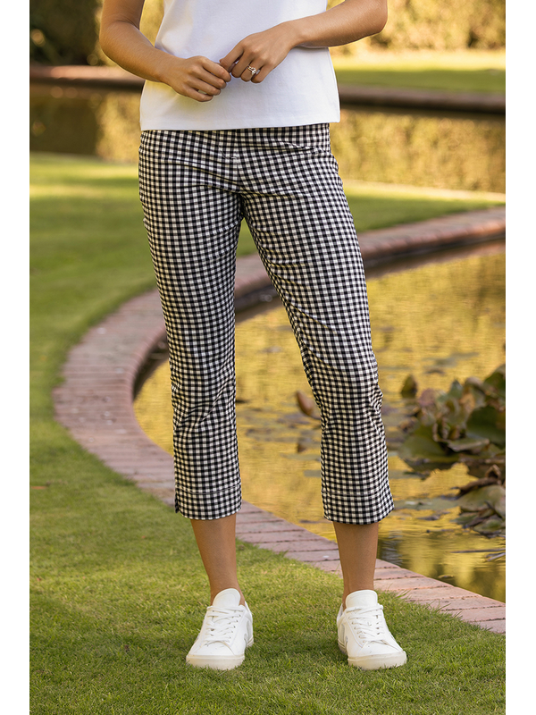 Vassalli Tint Slim 7-8 Back Elastic Pull On Pant- Gingham