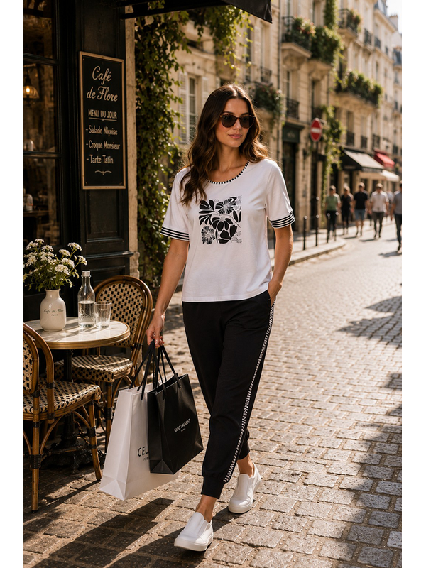 Democracy Stripe Trim T-Shirt