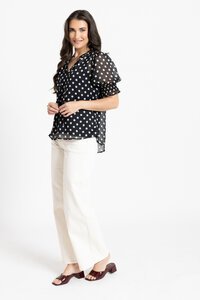 Leila + Luca Black And White Spot Honey Blouse