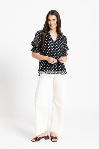 Leila + Luca Black And White Spot Honey Blouse