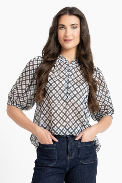 Leila + Luca Ink Check Nina Blouse-hc-new-Hello Cyril.