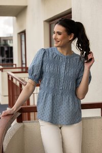 Seeking Lola Denim Shimmer Bonita Top