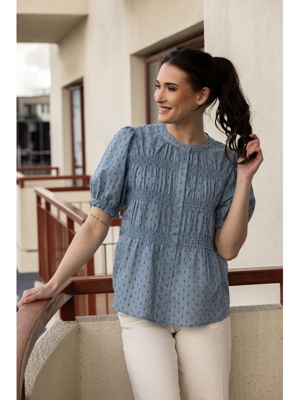 Seeking Lola Denim Shimmer Bonita Top