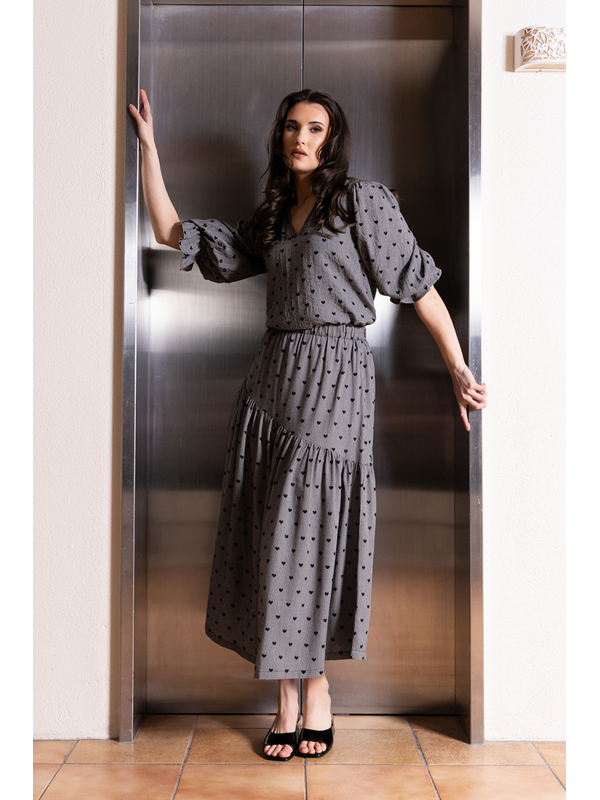 Seeking Lola Black Heart Devine Maxi Skirt