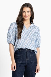 Seeking Lola Denim Check Vacation Top