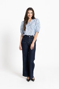 Seeking Lola Denim Check Vacation Top